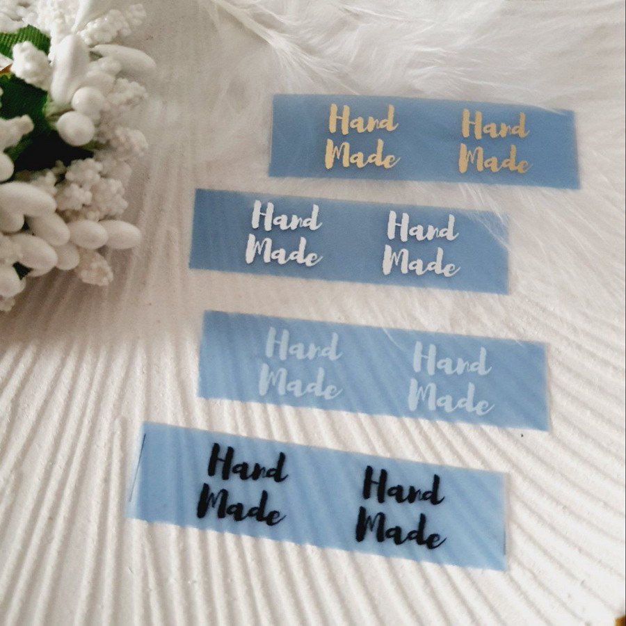 Silicone sew-on tags «Hand Made» width 1.5 cm. SLpr_005