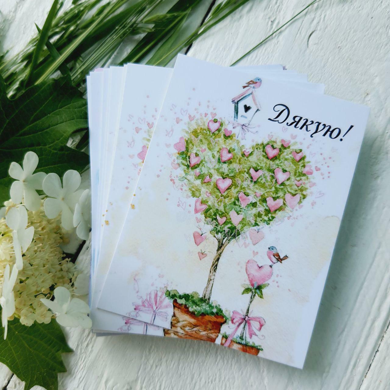 Листівки «Дякую!» з деревом у вигляді серця BK3SH336