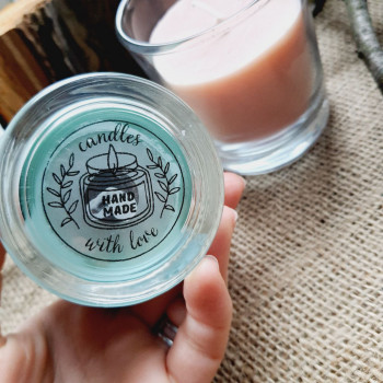 Наклейки круглые «Hand Made candles with love» для украшения свечей N1SH124_2