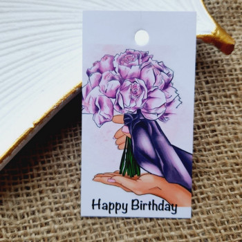 Картонные бирки «Happy Birthday» с букетом BFL_005