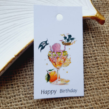 Картонные бирки «Happy Birthday» с бокалом BHB_001