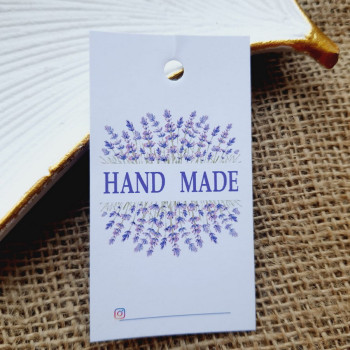 Картонные бирки «Hand made» с цветами BHM_007
