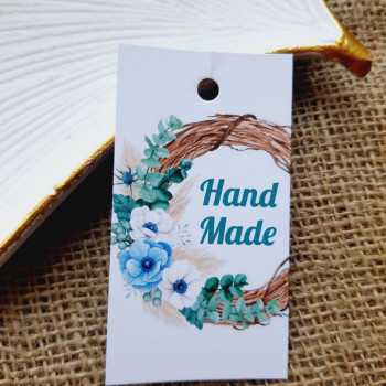 Картонные бирки 5x9 с надписью «Hand made» BHM_008