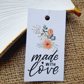 Картонные бирки «made with love» с изображением цветов BHM_012