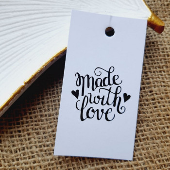 Картонные бирки «made with love» 5x9 для украшения подарков и товаров BHM_016