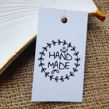 Картонные бирки «Hand made». Белый или крафт картон выбор BHM_023