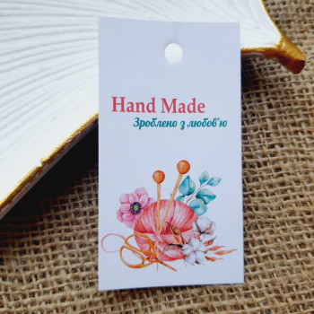Картонные бирки 5x9 «Hand made. Зроблено з любов'ю!» BVZ_004