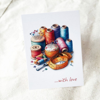 Мини-открытки «...with love» с рисунком нитки и иголки BK3SH_SH013