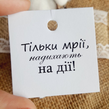 Картонные бирки «Тільки мрії надихають на дії!» 5x5 K_550113A