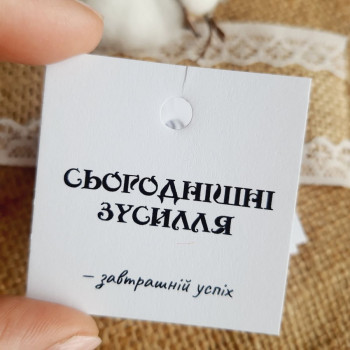 Картонные бирки «Сьогоднішні зусилля - завтрашній успіх» 5x5 K_550138A