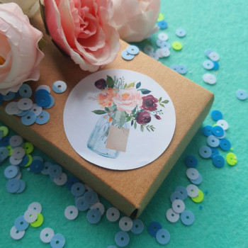 Stickers with a bouquet in a jar NKVB_001