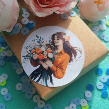Наклейки с рисунком девушки с цветами NKVB_009