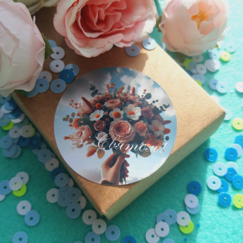 Stickers «Зі Святом!» with a bouquet NKVB_010