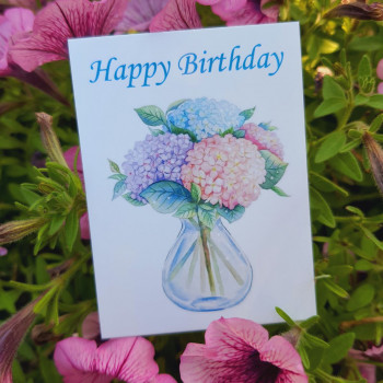 Открытки «Happy Birthday» с нарисованными цветами BK3SH_FL008