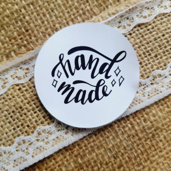 Stickers «Hand Made» round. Sticker size of your choice. NKRN_00025