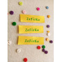 Yellow satin tags 2cm
