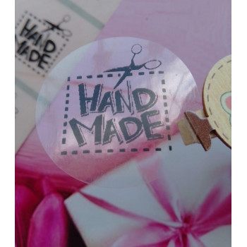 Прозрачные наклейки «Hand Made» для ваших товаров и упаковки N1SH04
