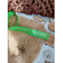 Green satin tags 2cm