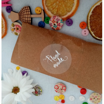 Наклейки прозрачные «Hand Made». Круг. Диаметр 4см N1SH57