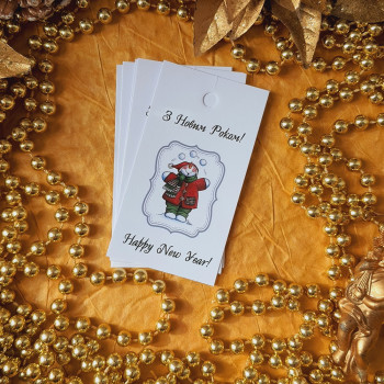 Бирки 5x9 см «Happy New Year!». Украсьте упаковку подарка! NG_112