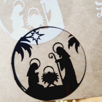 Transparent stickers «Merry Cristmas» diameter 4 cm. NG_nakl_003