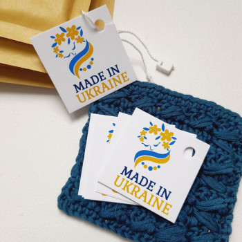 Бірки 5x5 «Made in Ukraine» на матовому картоні UA_b045