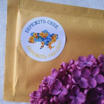 Stickers «Бережіть себе бережіть Україну» with a map made of flowers UA_n005