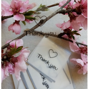 Наклейки круглые 4см «Thank you» с сердечком N1SH62