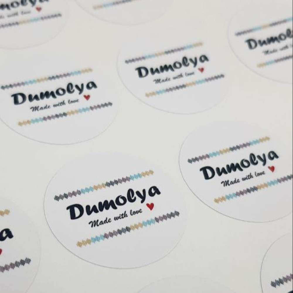 Наліпки на білій основі з вашим лого d = 4 см коло, різнобарвний друк N2HM4401