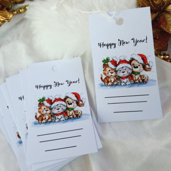 Новогодние картонные бирки «Happy New Year» NG_50