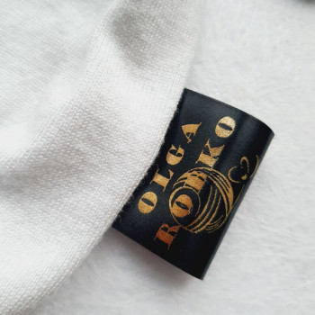 Satin tags black 4 cm