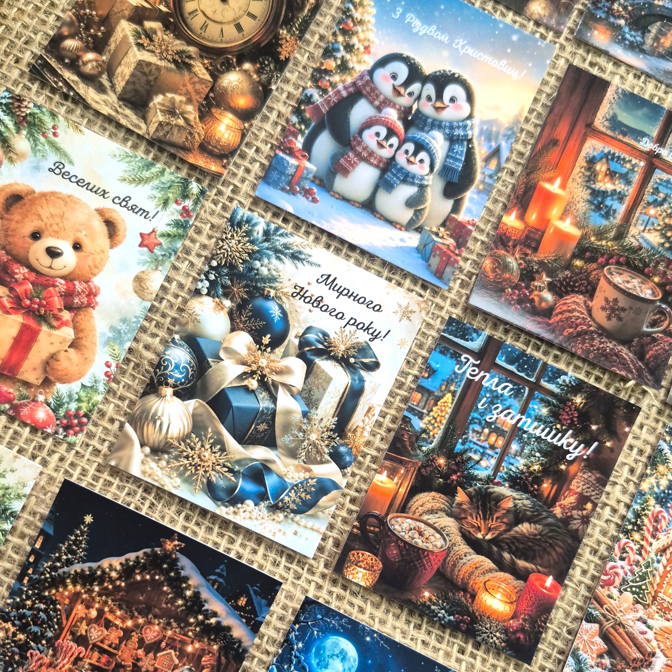 Set of New Year mini-postcards 6x8 