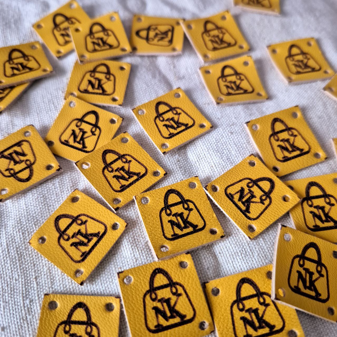 Leather sew-on tags 3cm to order
