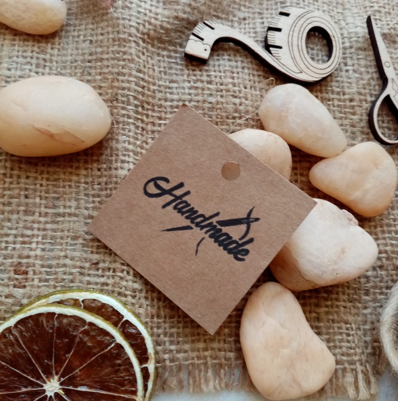 Крафтові бірки «Handmade» з голкою та ниткою K_550012